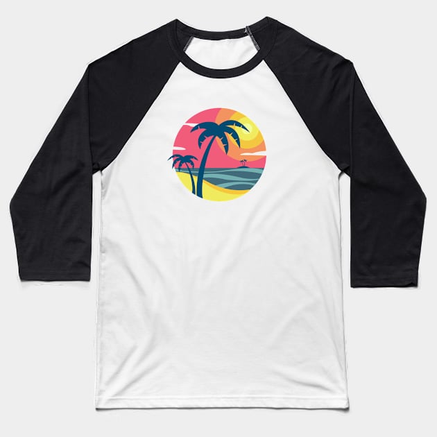 Beach Sunset Baseball T-Shirt by arashbeathew